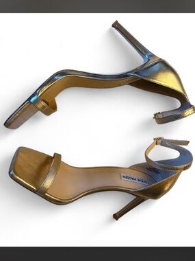 Steve Madden Metallic Gold Ankle-Strap Stiletto Sandals